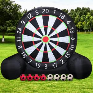 10FT Inflatable Soccer Board Game Set Outdoor & Indoor Large Soccer Dart Board with Air Blower, 8 Soccers & Stakes, Giant Kick Target for Family Parties and Yard Fun, 10FT x 12FT x 6.6FT