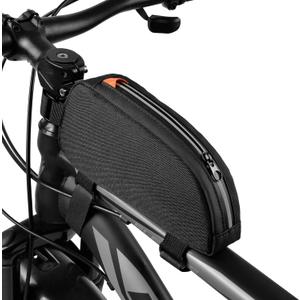 Bike Top Tube Bag Waterproof Bicycle Front Frame Bag Top Tube Bike Pouch for Road Mountain Bicycle Outdoor Cycling Travel Hiking (Black)