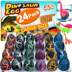 21 Pcs Large Hatching Dinosaur Eggs Easter Party Favors, Easter Egg Filled Toys for Kids Toddlers Grow in Water Dinos Egg Science Kits, Goodie Bag Stuffers, Classroom Prizes, Easter Basket Stuffers (Black)
