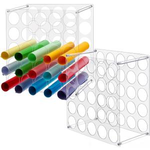 2-Pack 25 Holes Rack Vinyl Holder Acrylic Vinyl Roll Storage for Craft Room, Vinyl Organizer for up to 50 Vinyl Rolls