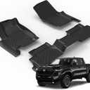 Floor Mats for Toyota Tacoma 2024-2025 Crew Cab, All Weather Floor Liner for Tacoma 2024-2025 TPE Custom Fit Car Mats Front&Rear 2 Row Mats, Black