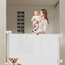 Miumoon 80 inch Retractable Baby Gates 34 inch Tall, Retractable Gate with Reinforced Strip Design to Prevent Crawling Through, 6 FT Retractable Dog Gate for Stairs, Doorways, Hallways, Indoor/Outdoor