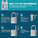 2 x XD25 3-Digit Combination Small Mini Padlock, Pink, 1-Pack