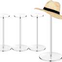 Chunful 4 Sets Acrylic Hat Stand Holder Wig Display Rack Clear Pedestal Stand Baseball Hat Rack Round Acrylic Risers for Tabletop Display Watch Jewelry(12 Inch)