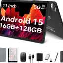 KADYBE Android 15 Tablet 11 inch, 2025 Latest Tablets with 16GB RAM 128GB ROM 1TB Expand, Tablet with Keyboard, 8000mAh Battery, Octa-Core MTK 8786 Tableta with 21 MP Camera, 11" Incell Screen