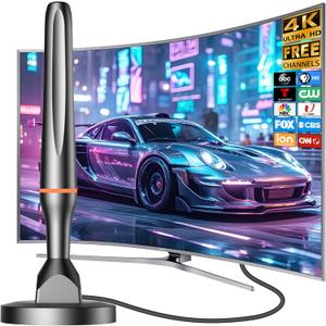 Digital TV Antenna for Smart Tv Indoor Antenna for Tv Without Cable with Strong Magnetic Base,360 Reception Digital HDTV Antenna for Local Channels-Supports 4K 1080p -10FT Long Cables
