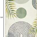 RoomTalks Mid Century Modern Washable Rug Stain Resistant, Boho Cute Aesthetic 8x10 Area Rugs for Bedroom Dining Living Room Office, Green Abstract Tropical Leaves Indoor Rug Plant Botanical Carpet