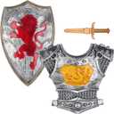 Medieval Knight Dress Up LARP Armor Set Include Dagger Heater Shield Breastplate for Role Play