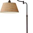 Adesso Antique Bronze Table Lamp with Burlap Shade - 180 Degree Adjustable Arm, Versatile Bedside Table, Living Room, or Desk Lamp, 27” Tall