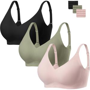 habibee Bra for Women No Underwire Comfort Seamless Bras Push Up Wireless Bras Full Coverage Bralettes, Bra Extender (L)