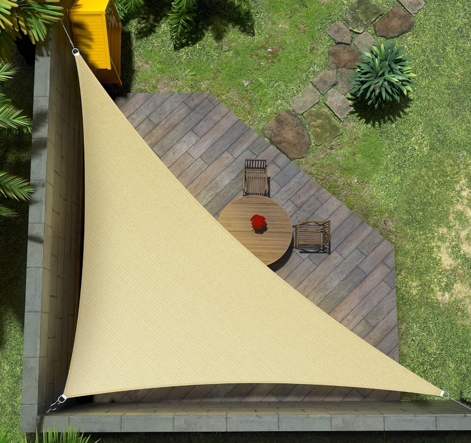 Amgo 12' x 12' x 17' Beige Right Triangle Sun Shade Sail Canopy Awning Cloth AGTAPRT12 - UV Blockage, Water & Air Permeable, Heavy Duty Commercial Grade, Outdoor Patio Garden (We Make Custom Size)