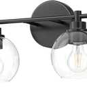 VONLUCE Bathroom Light Fixtures, 4-Light Bathroom Vanity Light with Globe Glass Shades E26 Sockets, Vanity Lights Over Mirror for Bedroom Hallway Living Room, Black Finish