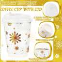 100 Pcs Christmas Coffee Cups with Lids 12oz Gold Foil Snowflake Paper Cups Insulated Cups for Xmas Hot Cocoa Beverage Winter Party Supplies Hot Chocolate Coffee Water Tea Xmas Holiday Supplie