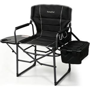 SUNNYFEEL Directors Camping Chair 500LBS with Side Table & Cooler Bag
