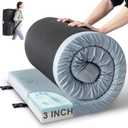 Kingfun 3 Inch CertiPUR-US Memory Foam Camping Mattress Pad, Waterproof Roll up Sleeping Pad, Thick Floor Sleeping Mats for Tent with Removable Travel Bag(Light Blue, Cot)