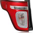 LED Tail Lights Assembly Compatible with 2011-2015 Ford Explorer Base Limited XLT Taillight Red Clear W/LED DRL Rear Brake Lamp Signal with Bulbs and Harnesses Left Driver Side FO2800226