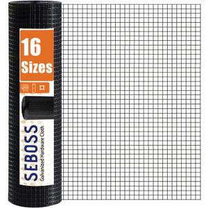 SEBOSS Black Hardware Cloth 1/2 inch 24 x 50 ft 19-Gauge, PVC Coating Wire Mesh Roll Chicken Wire Mesh Chicken Wire Fencing Wire Fence Roll Garden Fencing Mesh Wire Fencing