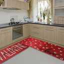 Valentine's Day Heart-Shaped Kitchen Carpet and mat Set, Two-Piece Kitchen Home Decoration, Happy Home Decoration on The Floor - Approximately 16x28 and 16 * 48Inch Dark red
