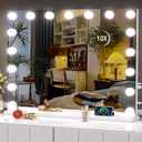 Hasipu 32" x24 Hollywood Vanity Mirror with Lights - Makeup Mirror with 17 Dimmable LED Bulbs, 10X Magnification, Touch Control, USB & Type-C Charging Port (Square White)