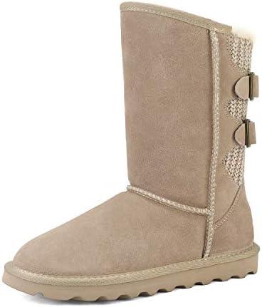 DREAM PAIRS Women's Mid Calf Winter Snow Boots Fashion FuzzyChic Buckle Booties Size 10