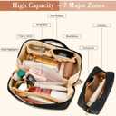 Birthday Gifts for Women Teen Girl, Personalized Initial Makeup Organizer Bag Set, Open Flat Travel Cosmetic Bag With Clear Divider and Handle(Black,S)
