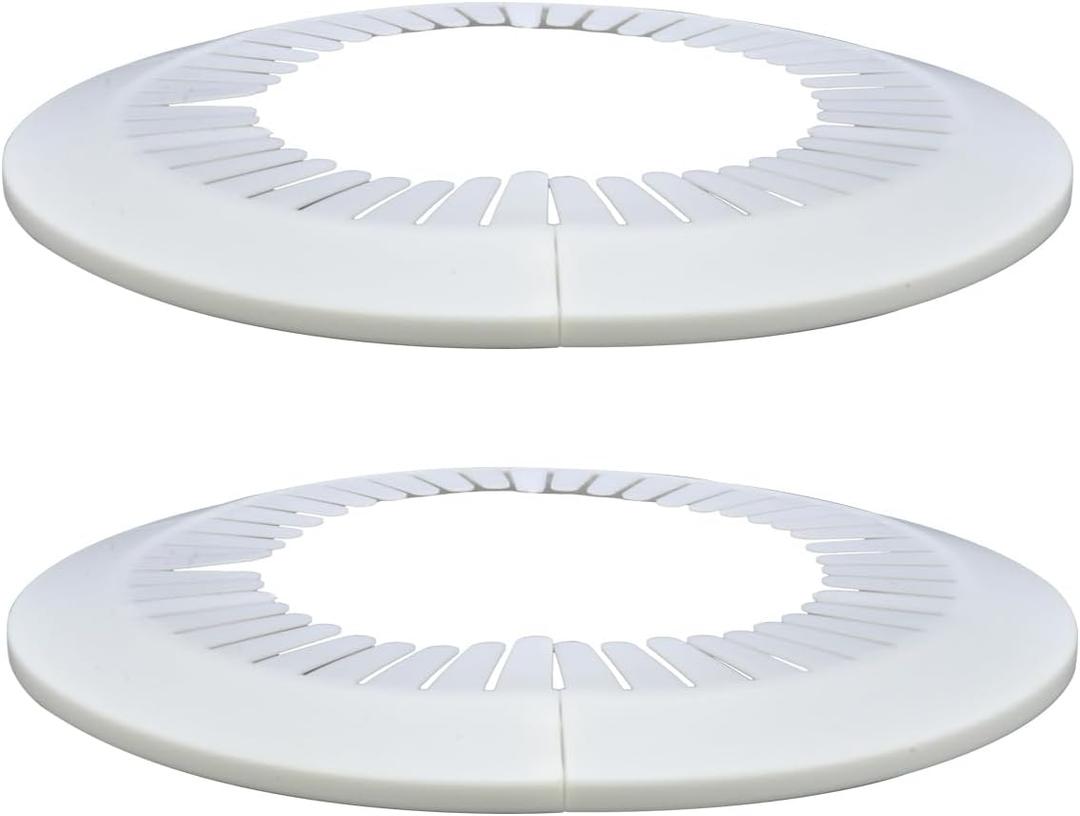 Flange Pipe Cover Decoration, 7.48 to 8.66 in (190-220mm) PP Plastic Escutcheon Collar Water Drain Line Cover, Reinforced Type Plumbing Cover Plates for Wall Tube Decor White, 2pcs