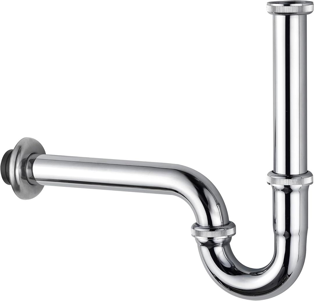 ZM Brass 1-1/4" P-trap Pipe, Adjustable Height Sink Waste Drain Kit, Chrome