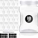 18 Pack Clear Plastic Storage Jars with Lids,27 oz Easy Grip Handles Plastic Containers,Reusable Wide Mouth Plastic Canisters,with Airtight Lids Square Paint Storage Containers for Kitchen Supplies