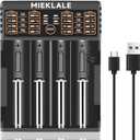 18650 Battery Charger,MIEKLALE 4-Bay Smart Universal Charger for Rechargeable Batteries Li-ion IMR 10440 14500 16340 RCR123 26650 17500 18490,Ni-MH Ni-Cd AA AAA