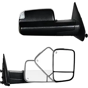 Towing Mirrors fit for Dodge 02-08 Ram 1500 03-09 Ram 2500 3500 Truck Pickup Power Heated Turn Signal Lights View Mirror Pair Black Set LH RH