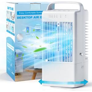 Portable Air Conditioners - Mini Evaporative Air Cooler for Room - Cooling Fan with Oscillating - 900ml Water Tank Air Conditioners Portable - AC Fan with 3 Speed 2/4H Timer and 7 Colors Light