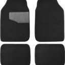 Amazon Basics Universal Fit Rubber Carpet Floor Mats For Car SUV Van & Truck, 4 count (Pack of 1), Black, 25"L x 17.5"W (Front), 13"L x 17.5"W(Rear)