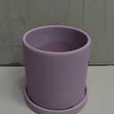 PATIKIL 5 Inch Ceramic Plant Pots, Modern Flower Planters with Drainage Holes and Tray for Decorate Home Indoor Plants Succulent Herb, Purple