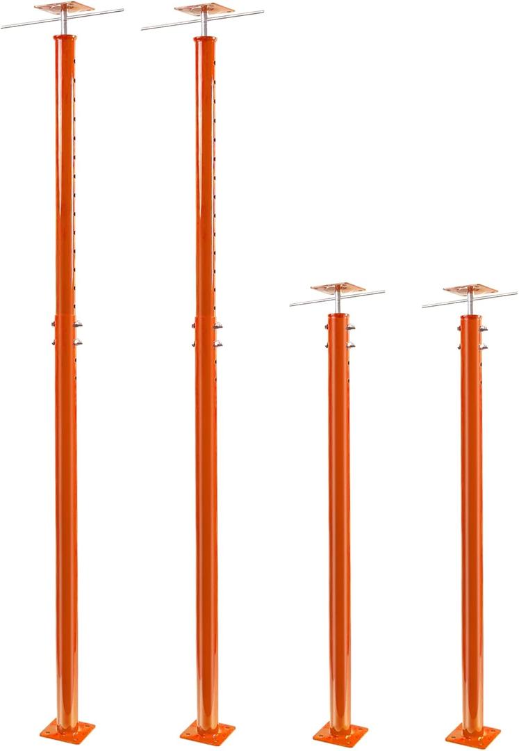 Adjustable Jack Post, 55" to 99" Floor Pole Jack with Turning Bar, Heavy Duty House Floor & Beam Support for Basement, Crawlspace, Leveling, Roof Framing, Construction, 2-Pack (Orange)