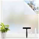 Rabbitgoo Window Privacy Film for Glass Windows with Kit Decorative Clings UV Blocking Heat Control Static Cling Removable Bathroom Bedroom Door Home Coverings Pure, 17.5 x 78.7 inches