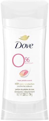 Dove 0% Aluminum Deodorant Stick Non irritating for Underarm Care Rose Petals Kindest, 2.6 Oz