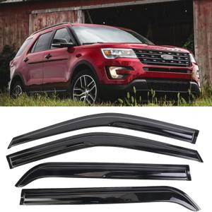 Window Visors Rain Guards Shield Fits 2011-2019 F-ord Explorer Tape-On Wind Deflectors Vent Shades Black 4Pcs Vent Shades for car Windows