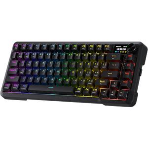 Redragon K724 PRO Wireless Gasket Gaming Keyboard w/Hype Screen & Knob, 81-Key Mechanical Keyboard, Easy-Control 1.14 TFT Info Display, 5-Layer Noise Dampening, Custom Linear Switch (Black)