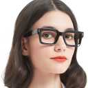 MARE AZZURO Thick Reading Glasses Women Stylish Square Readers 1.0 1.25 1.5 1.75 2.0 2.25 2.5 2.75 3.0 3.5 4.0 5.0 6.0 (Black)