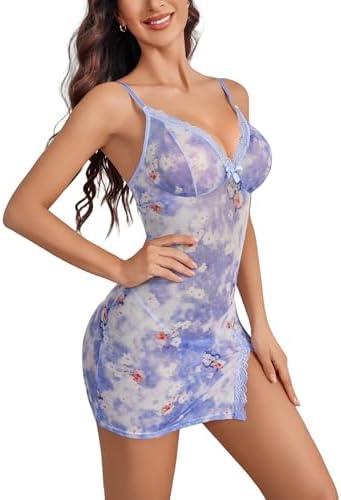 Avidlove Lingerie for Women Sexy Babydoll Lingerie Sheer Mesh Bodycon Mini Night Out Club Dress Side Slit Size XXL