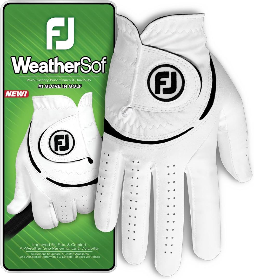 3 x FootJoy Men's WeatherSof Golf Glove, Medium-Large (White)