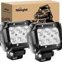 Nilight Led Pods 2Pcs 18W 1260LM Flood Off Road Lights Super Bright Driving Work Fog Lamps for Trucks Pickup Golf Cart SUV ATV UTV 4x4 Van Camper Boat (Clear,White)