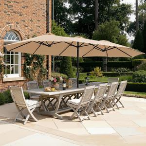 SUPERJARE 15FT Outdoor Umbrella for Patio, Double-sided Pool Umbrellas with Fade-Resistant Canopy, Large Table Umbrella for Deck, Market, Backyard - Beige(No Base)