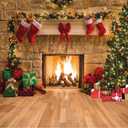 SJOLOON 10x10FT Christmas Photography Backdrops Child Christmas Fireplace Decoration Background for Photo Studio (11209)