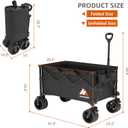 Collapsible Wagon Cart with Wheels Foldable - Folding Utility Heavy Duty Wagons Carts for Grocery Sports Garden Shopping Camping Wheelbarrows (Black200L)