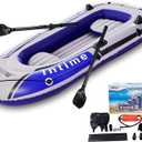 4 Person Inflatable Boat Canoe - Blue+Gray 9Ft Raft Inflatable Kayak with Air Pump Rope Paddle 2,3 Or 4 Person Boat for Adults and Kids, Portable Fishing Boat 7 Kayak Water