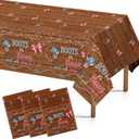 3Pcs Boots or Bows Gender Reveal Tablecloth What Will Baby Be He or She Table Cover Plastic Rectangle Blue or Pink Table Cloth for Western Cowgirl Cowboys Gender Reveal Party Supplies 54" x 108"