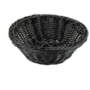 Basket, Black HOME-X Oval Plastic Woven Wicker Basket, Bread Baskets-Table Decor and Storage-Black 