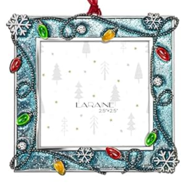 LARAINE Picture Photo Frame Christmas Metal 2023 Christmas High Definition Glass Display Pictures for Tabletop Home Decorative Holiday Gift (Blue, 2.5)