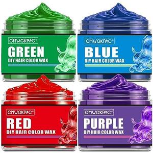 4 Colors Temporary Hair Color for Kids,Christmas Gifts for Teens Girls,Boys,Stocking Stuffers for Kids,Adults,Temporary Hair Dye,Hair Color Spray Green Red Blue Purple Hair Dye Hair Wax Color Instant
